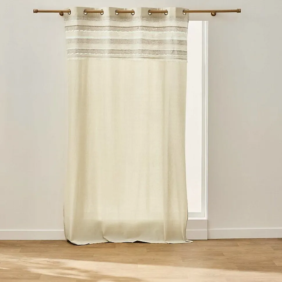 Rideau à œillets 140 x 240 cm 100% coton uni avec top fantaisie Santos