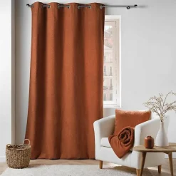 Rideau à Œillets 140 x 240 cm Bouclette Unie Wooly Terracotta