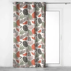 Rideau à œillets 140 x 240 cm Coton imprimé BIANCA Motif feuillage tendance