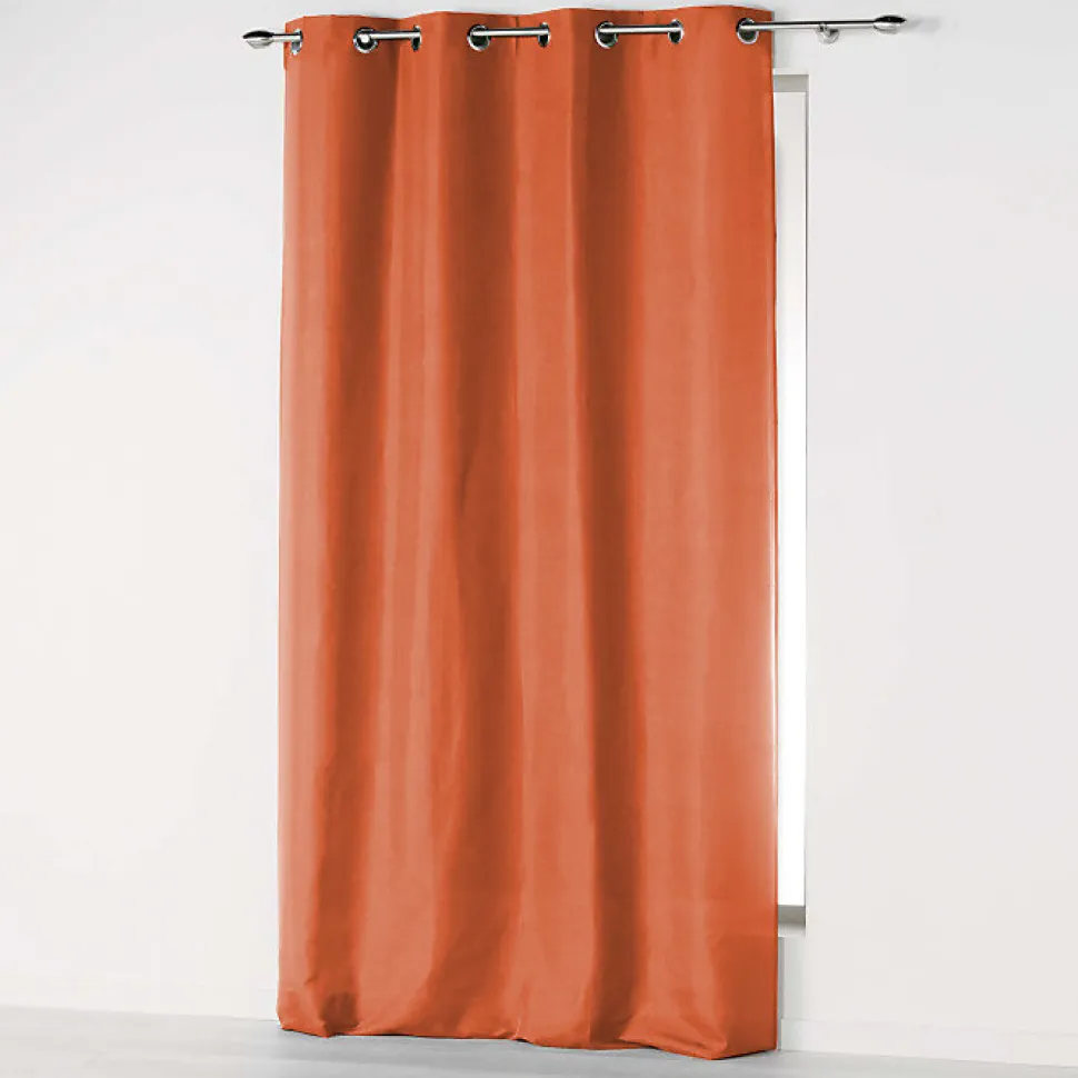 Rideau à œillets 140 x 280 cm en microfibre unie Absolu Terracotta Grande hauteur