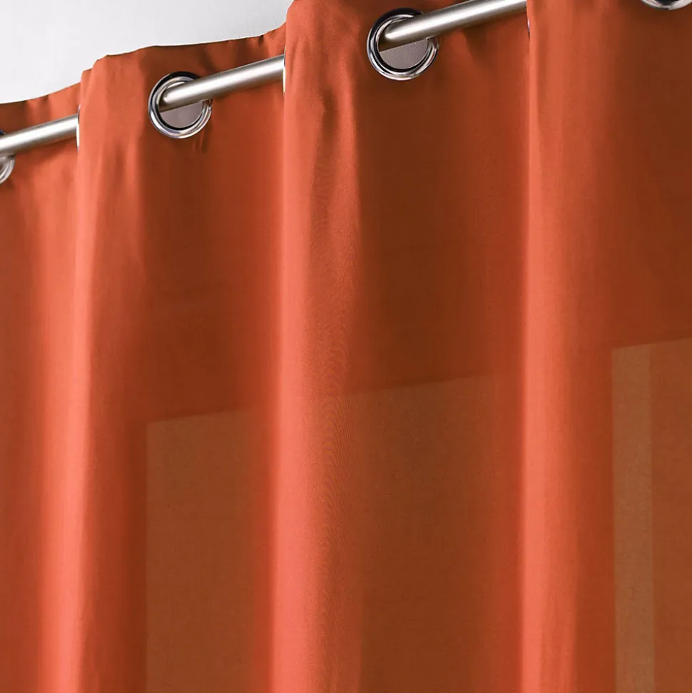 Rideau à œillets 140 x 280 cm en microfibre unie Absolu Terracotta Grande hauteur