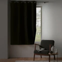 Rideau à Œillets 135 x 180 cm Isolant Thermique Microfibre Micropolar Noir