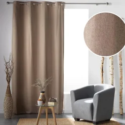 Rideau à œillets 135 x 240 cm occultant tissé uni Tramina Noisette
