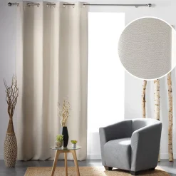 Rideau à œillets 135 x 240 cm occultant tissé uni Tramina Naturel