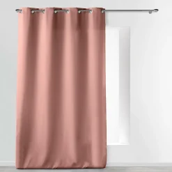 Rideau À Œillets 140 x 260 cm Polyester Uni Essentiel Rose poudré