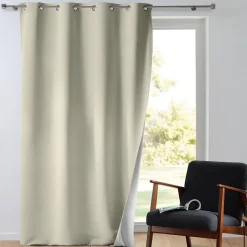 Rideau à Œillets 135 x 260 cm Tamisant Isolant Thermique Micropolar Naturel