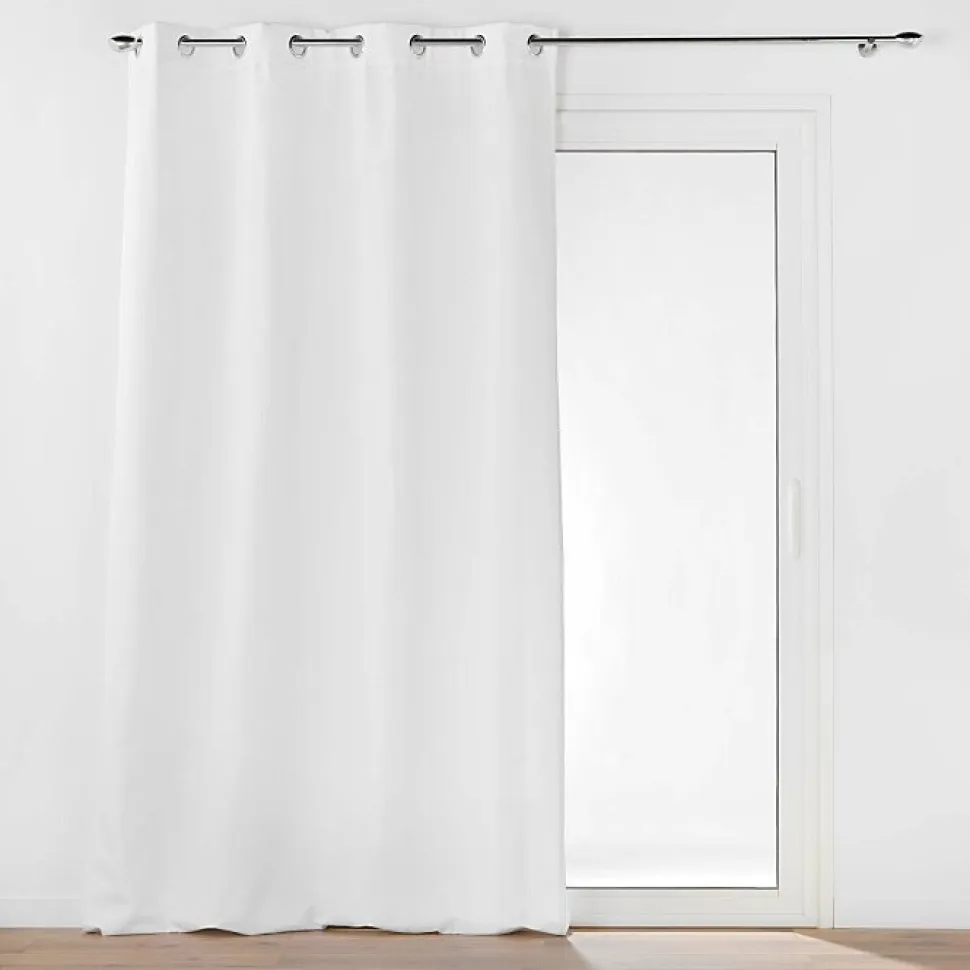 Rideau à Œillets 135 x 260 cm Tamisant Isolant Thermique Micropolar Blanc