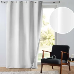 Rideau à Œillets 135 x 260 cm Tamisant Isolant Thermique Micropolar Blanc