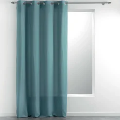 Rideau à œillets 140 x 280 cm tissé uni Méliane grande hauteur Bleu