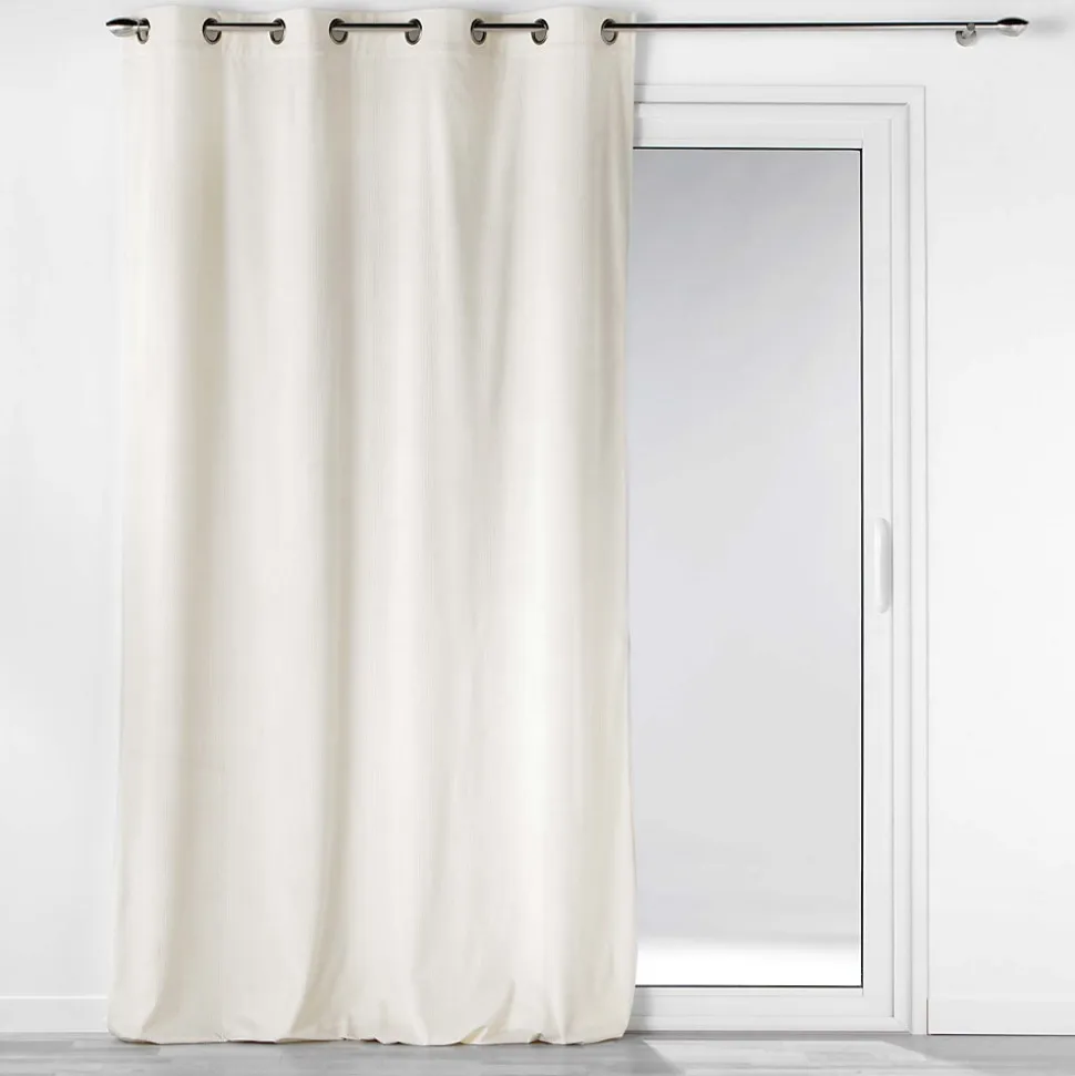 Rideau à œillets casual sauge velours côtelé uni (140x260 cm - Naturel)