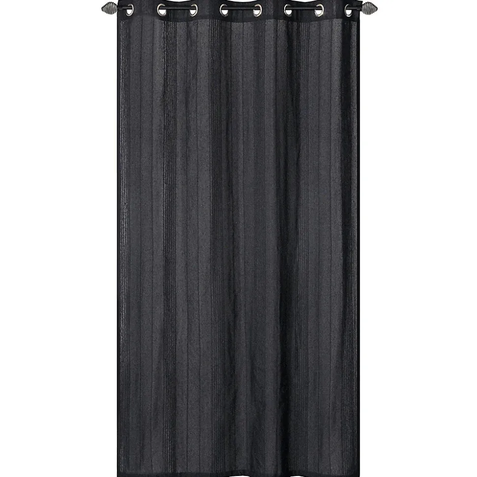 Rideau à œillets coton recyclé gris anthracite L.240 x l.140cm Dylrev