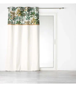 Rideau à œillets imprimé jungle 140x240cm - 140x240cm - Blanc