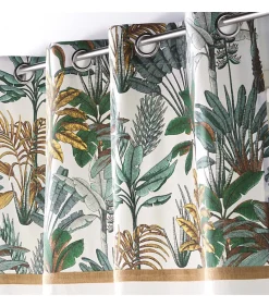 Rideau à œillets imprimé jungle 140x240cm - 140x240cm - Blanc