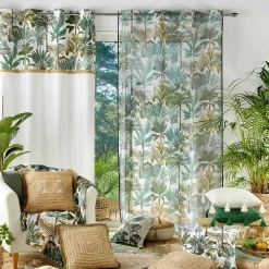 Rideau à œillets imprimé jungle 140x240cm - 140x240cm - Blanc