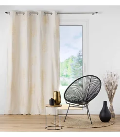 Rideau à œillets imprimé métallisé - 140x240cm - Beige