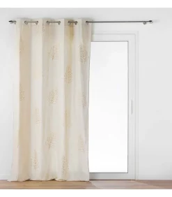 Rideau à œillets imprimé métallisé - 140x240cm - Beige