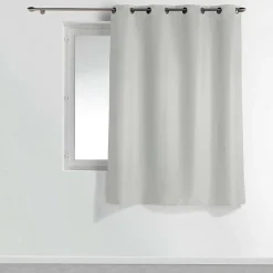 Rideau à œillets petite hauteur 140 x 180 cm polyester uni essentiel Gris