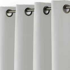 Rideau à œillets petite hauteur 140 x 180 cm polyester uni essentiel Gris