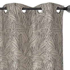 Rideau à œillets tissé jacquard feuilles noires L.240 x l.140cm Dylrev
