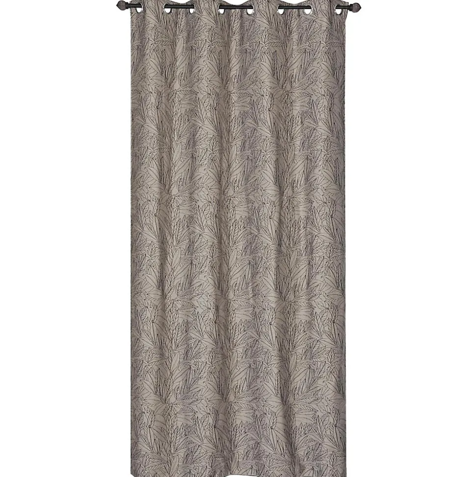 Rideau à œillets tissé jacquard feuilles noires L.240 x l.140cm Dylrev