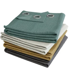 Rideau à œillets uni effet froissé Castellano vert eucalyptus L.260 x l.140 GoodHome