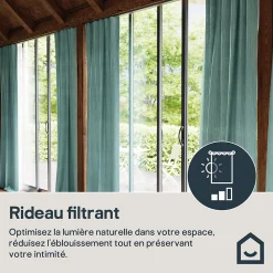 Rideau à œillets uni effet froissé Castellano vert eucalyptus L.260 x l.140 GoodHome