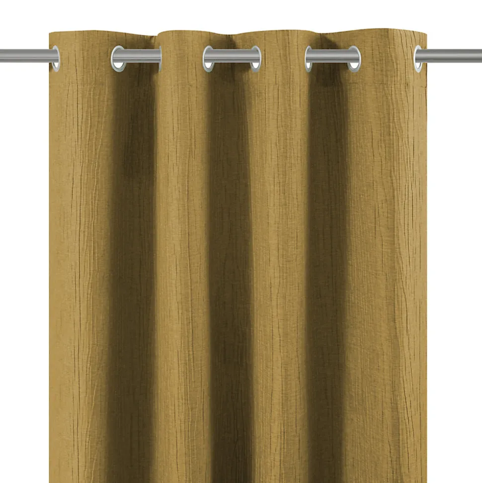 Rideau à œillets uni effet froissé Castellano jaune moutarde L.260 x l.140 GoodHome