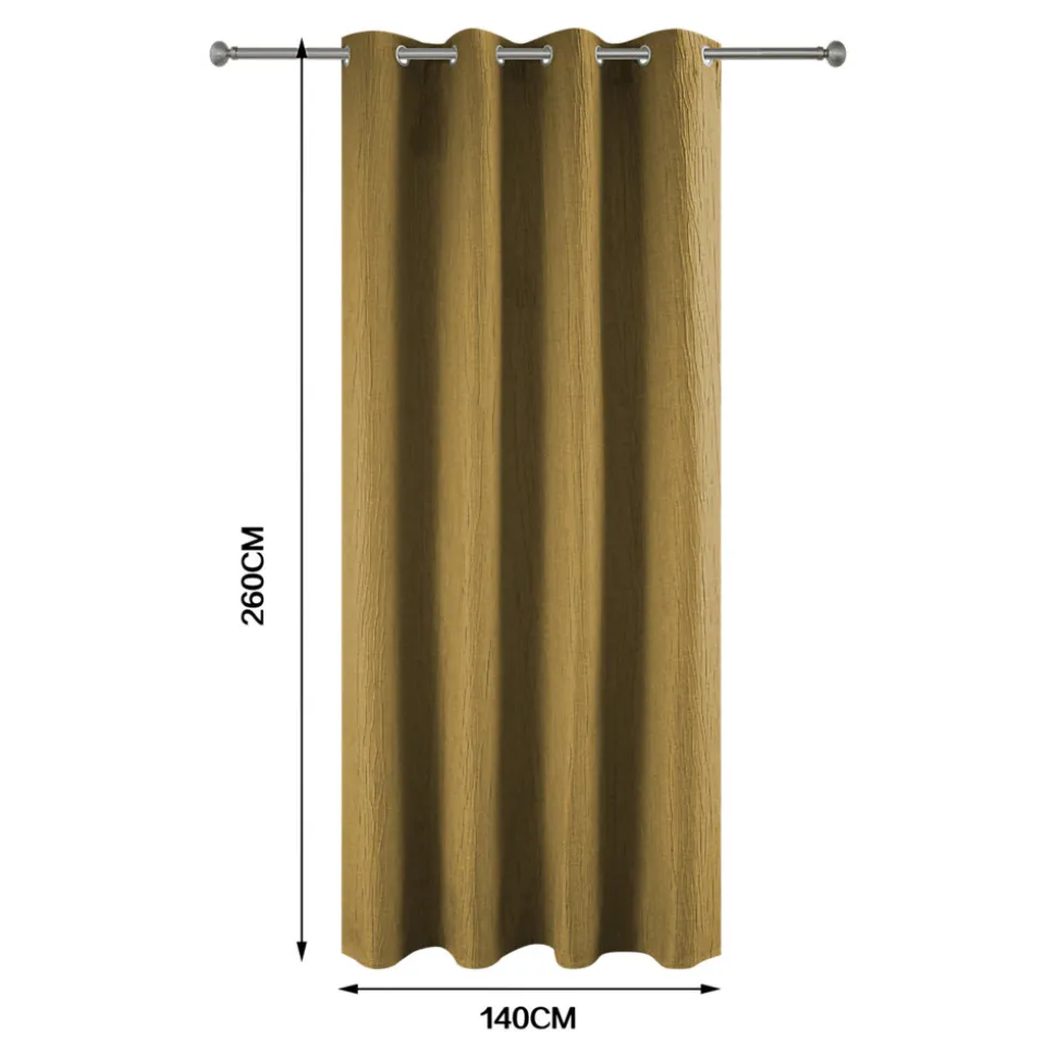 Rideau à œillets uni effet froissé Castellano jaune moutarde L.260 x l.140 GoodHome