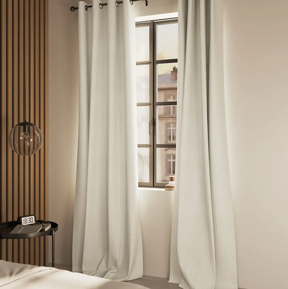 Rideau à œillets uni effet froissé Castellano blanc cassé L.260 x l.140 GoodHome