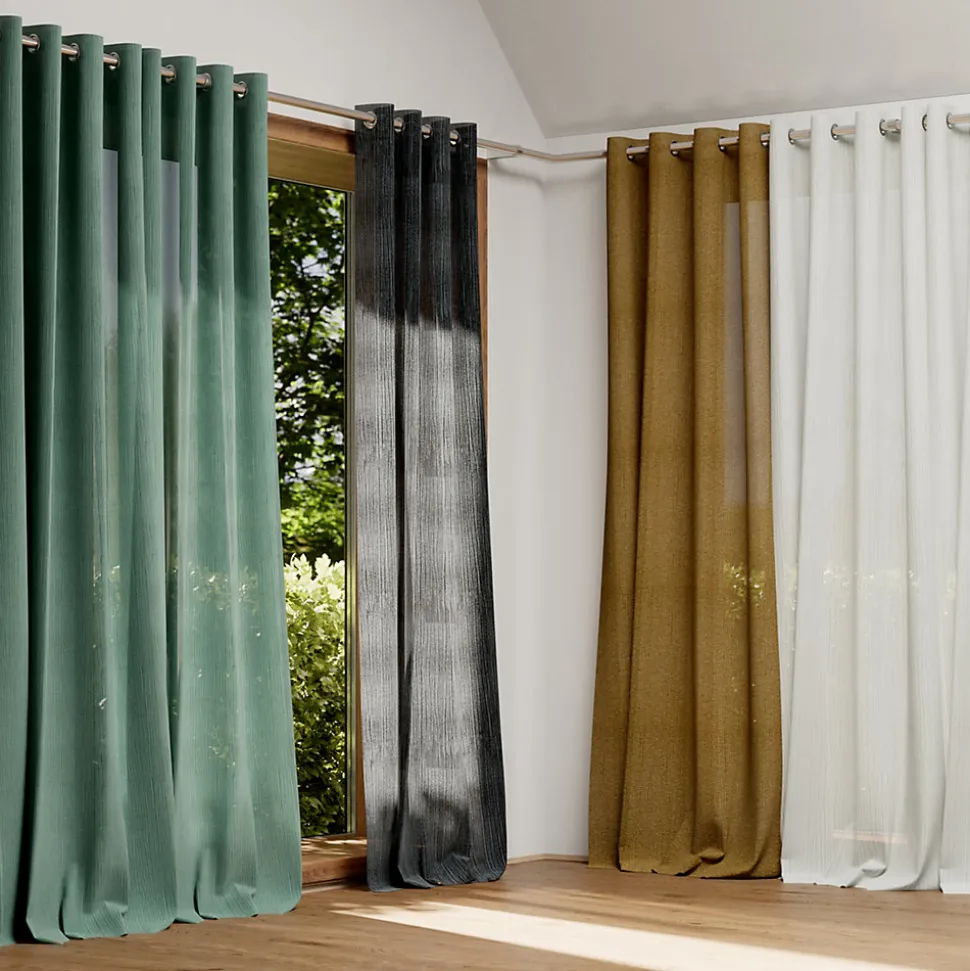 Rideau à œillets uni effet froissé Castellano blanc cassé L.260 x l.140 GoodHome