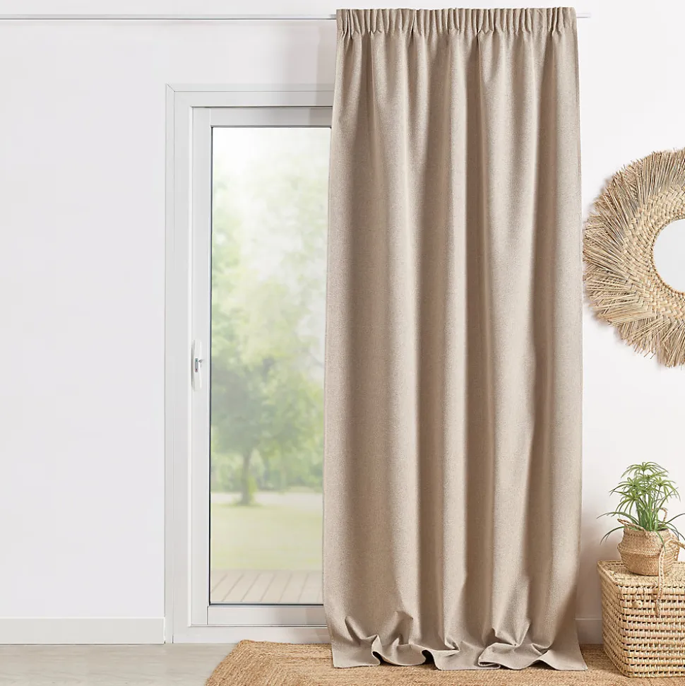 Rideau 100% occultant double face galon fronceur (135x260 cm - Naturel)