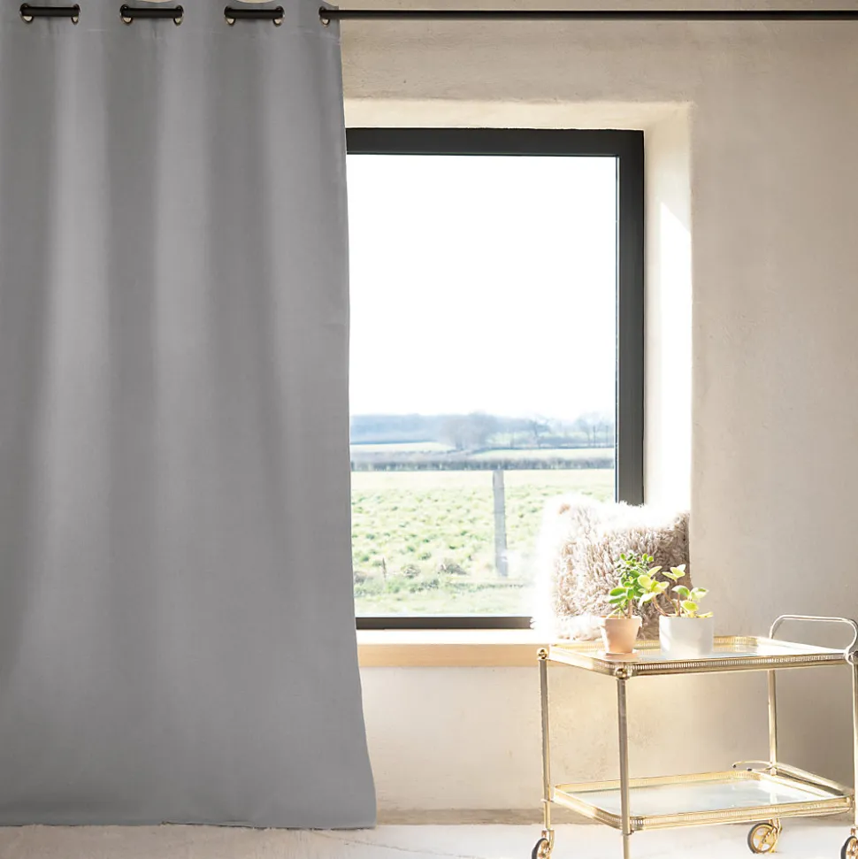 Rideau 100% occultant thermique phonique chiné (160x240 cm - Gris clair)