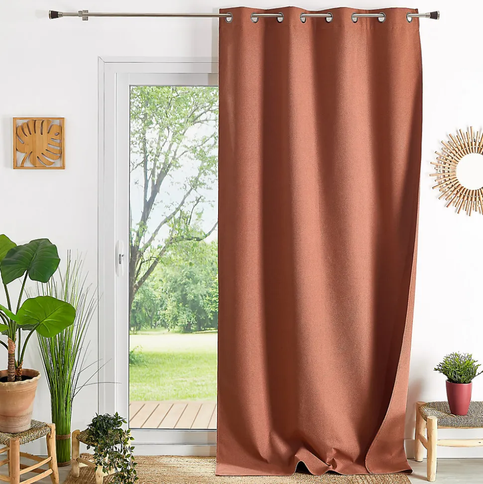 Rideau 100% occultant thermique phonique chiné (135x260 cm - Terracotta)