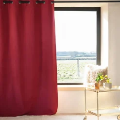 Rideau 100% occultant thermique phonique chiné (135x260 cm - Rouge)