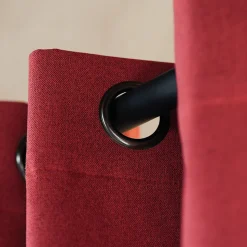 Rideau 100% occultant thermique phonique chiné (135x260 cm - Rouge)