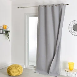 Rideau 100% occultant thermique phonique chiné (240x260 cm - Gris clair)