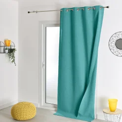 Rideau 100% occultant thermique phonique chiné (135x260 cm - Turquoise)