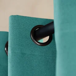 Rideau 100% occultant thermique phonique chiné (135x260 cm - Turquoise)