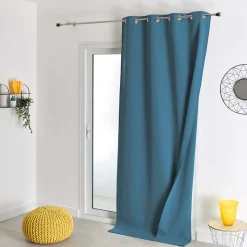 Rideau 100% occultant thermique phonique chiné (240x260 cm - Bleu Pétrole)