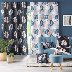 Rideau à oeillets 140 x 260 polyester imprimé Belline Bleu