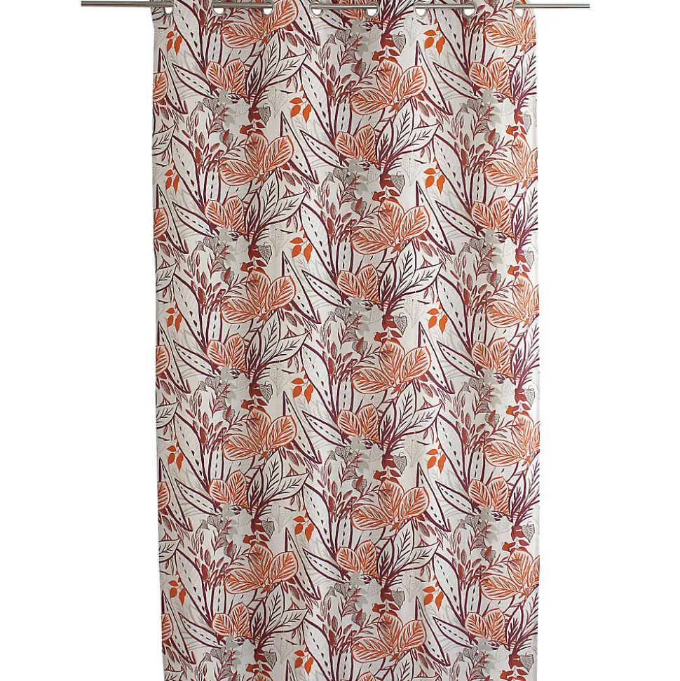 Rideau à oeillets coloré motif exotique (140x240 cm - Terracotta)