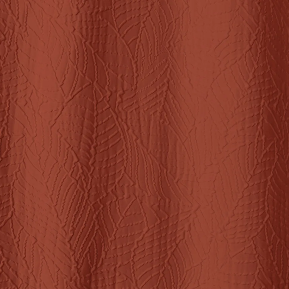 Rideau à oeillets feuillage aspect gaufré (135x240 cm - Terracotta)
