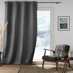 Rideau à oeillets isolant thermique 140 x 260 cm jacquard Polarine Anthracite