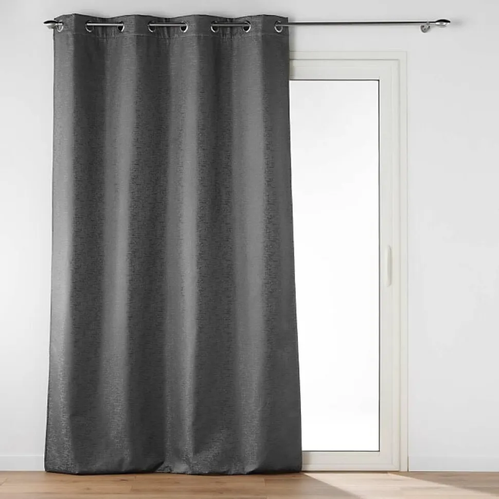 Rideau à oeillets isolant thermique 140 x 260 cm jacquard Polarine Anthracite
