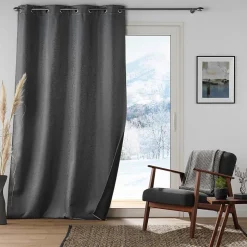 Rideau à oeillets isolant thermique 140 x 260 cm jacquard Polarine Anthracite