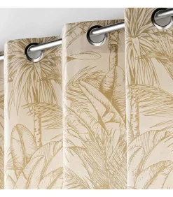 Rideau à oeillets motifs palmiers doré - 140x240cm - Doré