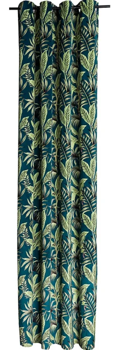 Rideau à oeillets velours imprimé jungle vert L.250 x l.135cm Deco&co