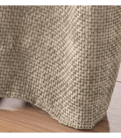 RIDEAU A OEILLETS 140 x 260 CM VELOURS CHENILLE LEO SABLE - 140x260cm - Sable