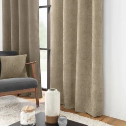 RIDEAU A OEILLETS 140 x 260 CM VELOURS CHENILLE LEO SABLE - 140x260cm - Sable