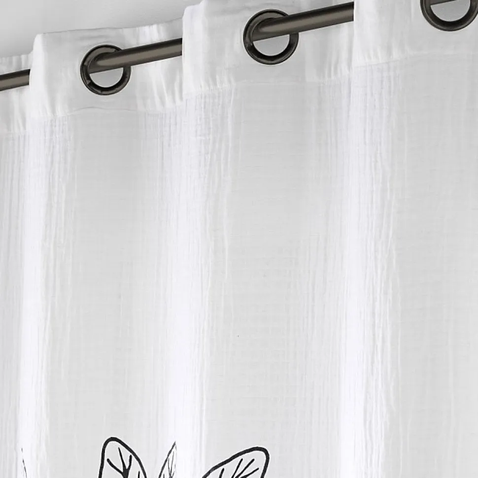 Rideau a oeillets 140 x 240 cm en gaze de coton imprime Oasia